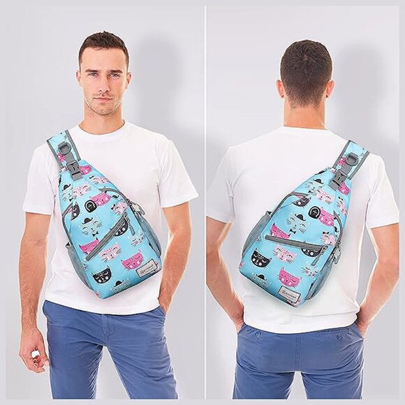 Sling Bag for Women Men:Small Crossbody Sling Backpack - Mini Cat's Head Light B - Picture 8 of 8